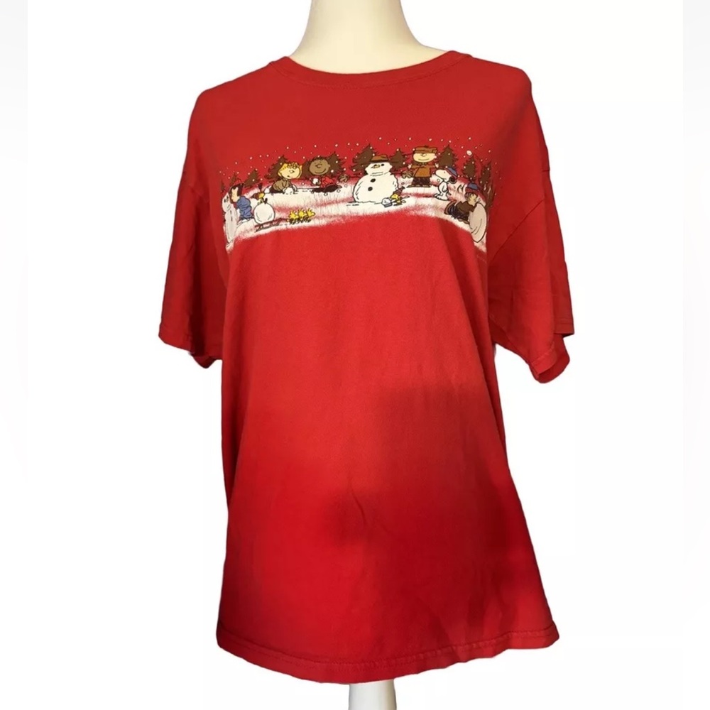 Peanuts Snoopy‎ Christmas Graphic T-shirt Adult Men's Red Holiday Graphic Winter